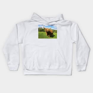 Scottish Highland Cattle Cow 2396 Kids Hoodie